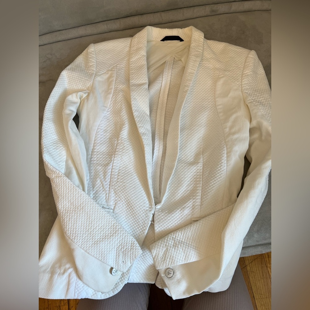 Rag and bone white cotton blazer unlined
